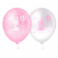 BALÃO N.010 1º ANINHO ROSA E BRANCO 25UN (REF: 991325)