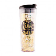 COPO TERMICO COM GLITER O QUE ELA MAIS QUER PLASTICO 24381 1UN 400ml -