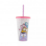 COPO CANUDO CORUJINHAS I LOVE PLASTICO 24213 1UN 500ML COLORIDO