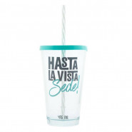 COPO CANUDO HASTA LA VISTA SEDE VIDRO 24607 1UN 475ml VERDE
