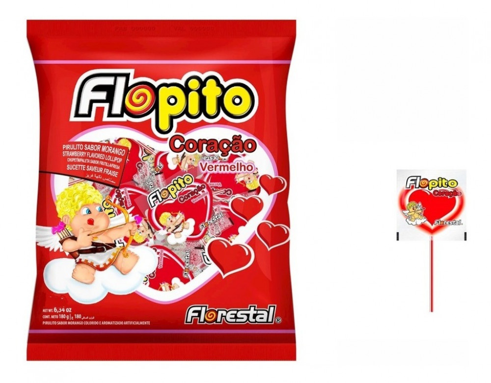 PIRULITO FLOPITO CORAÇÃO 50UN 500G - Bomboniere | Lojas Linna